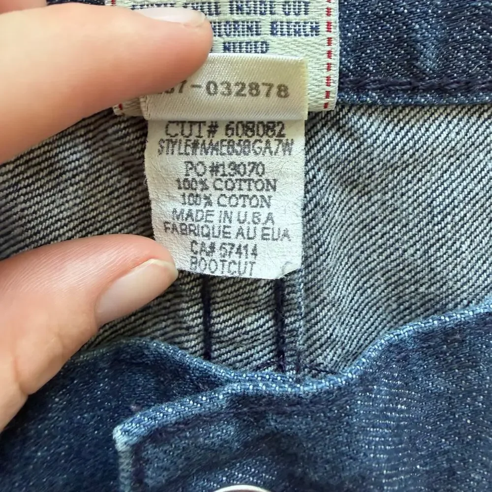 True Religion Boot Cut Denim Jeans Mens Faded Distressed Flap Pocket USA 38x34